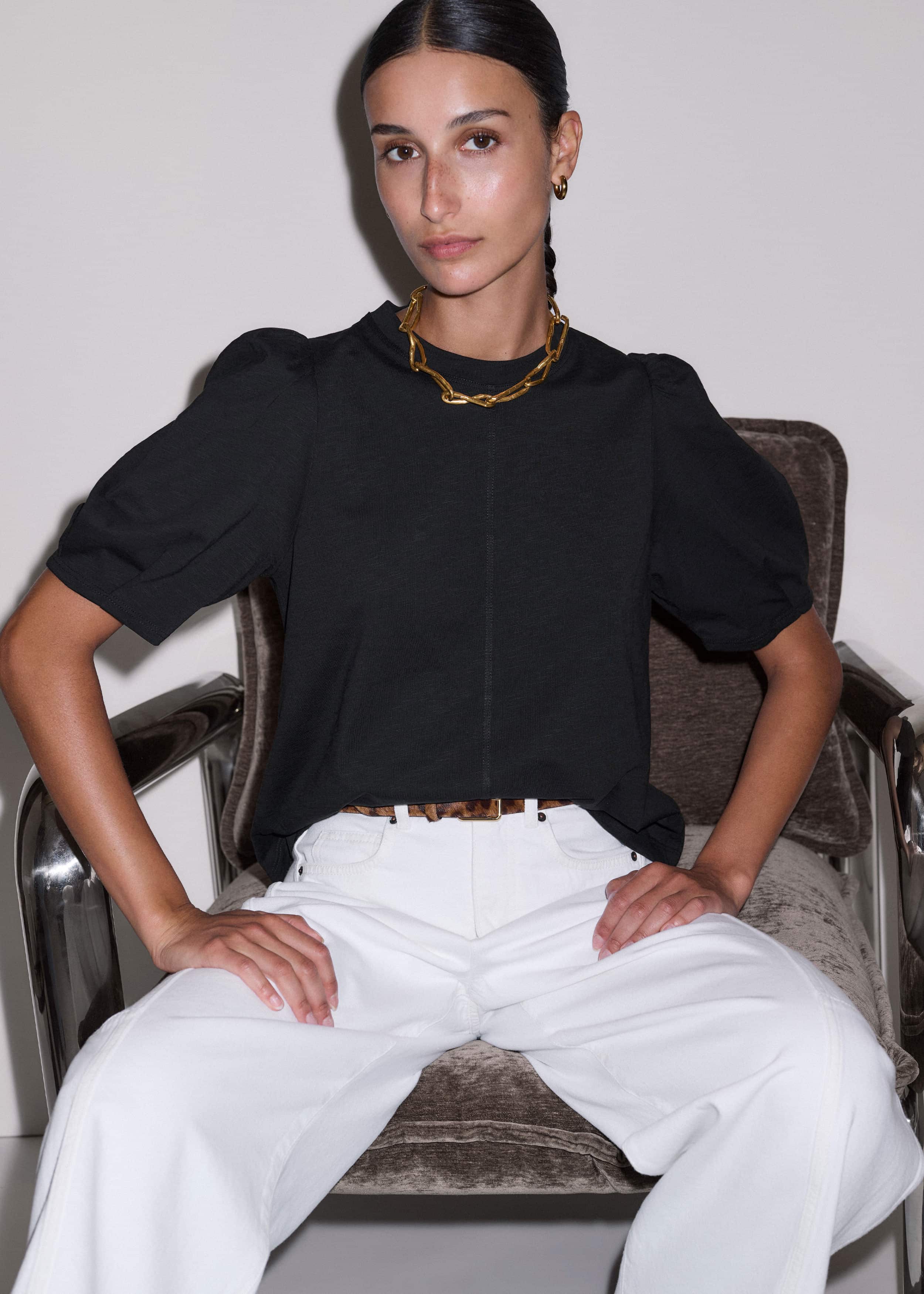 Black Feminine Swing Top