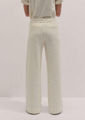 Cream Wide-Leg Track Pant