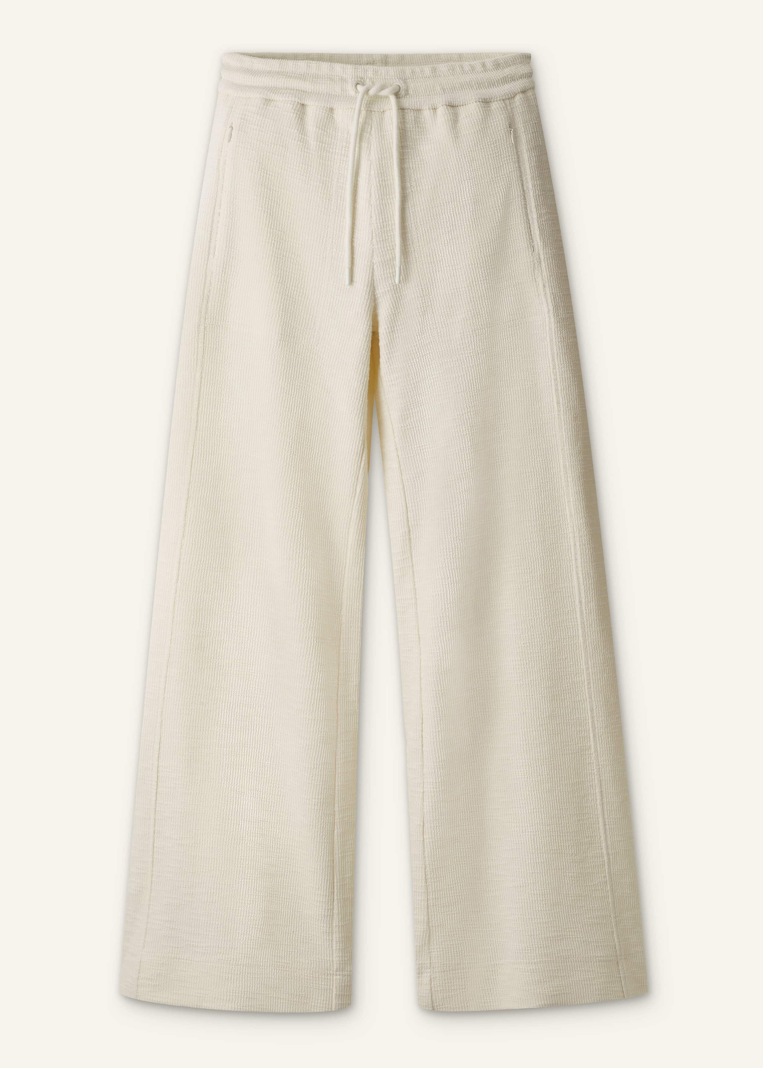 Cream Wide-Leg Track Pant