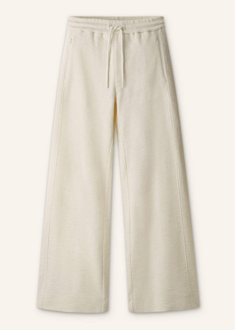Cream Wide-Leg Track Pant