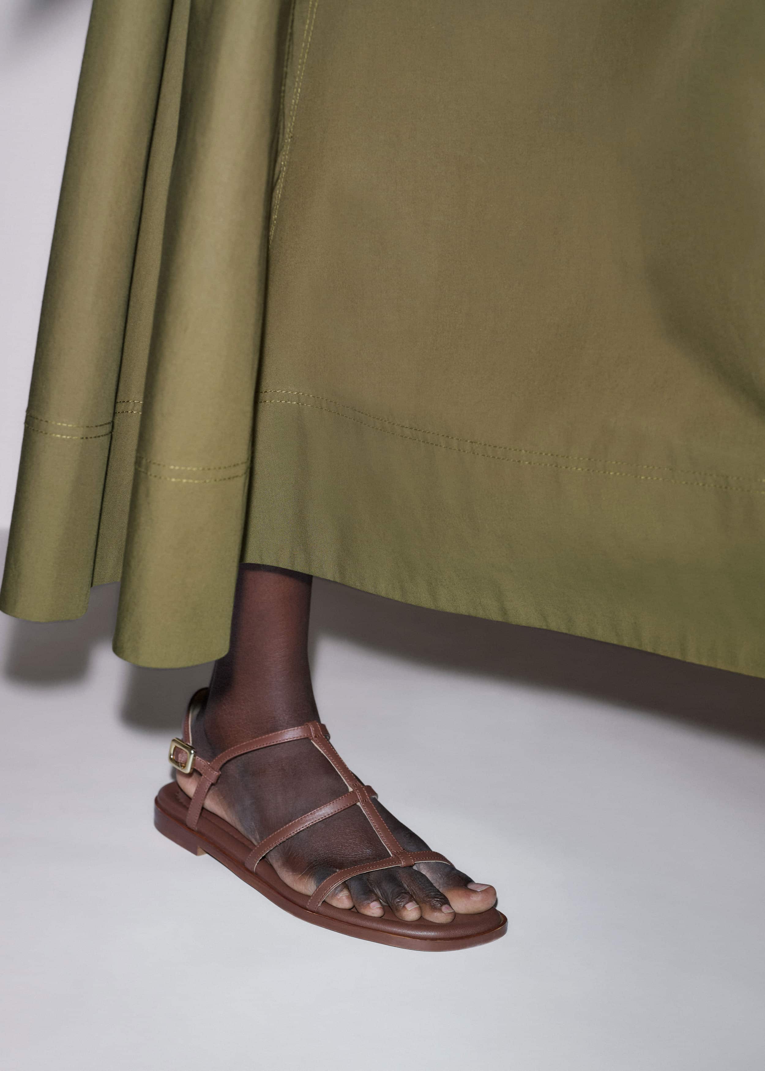 Dark Brown Caged Flat Sandal
