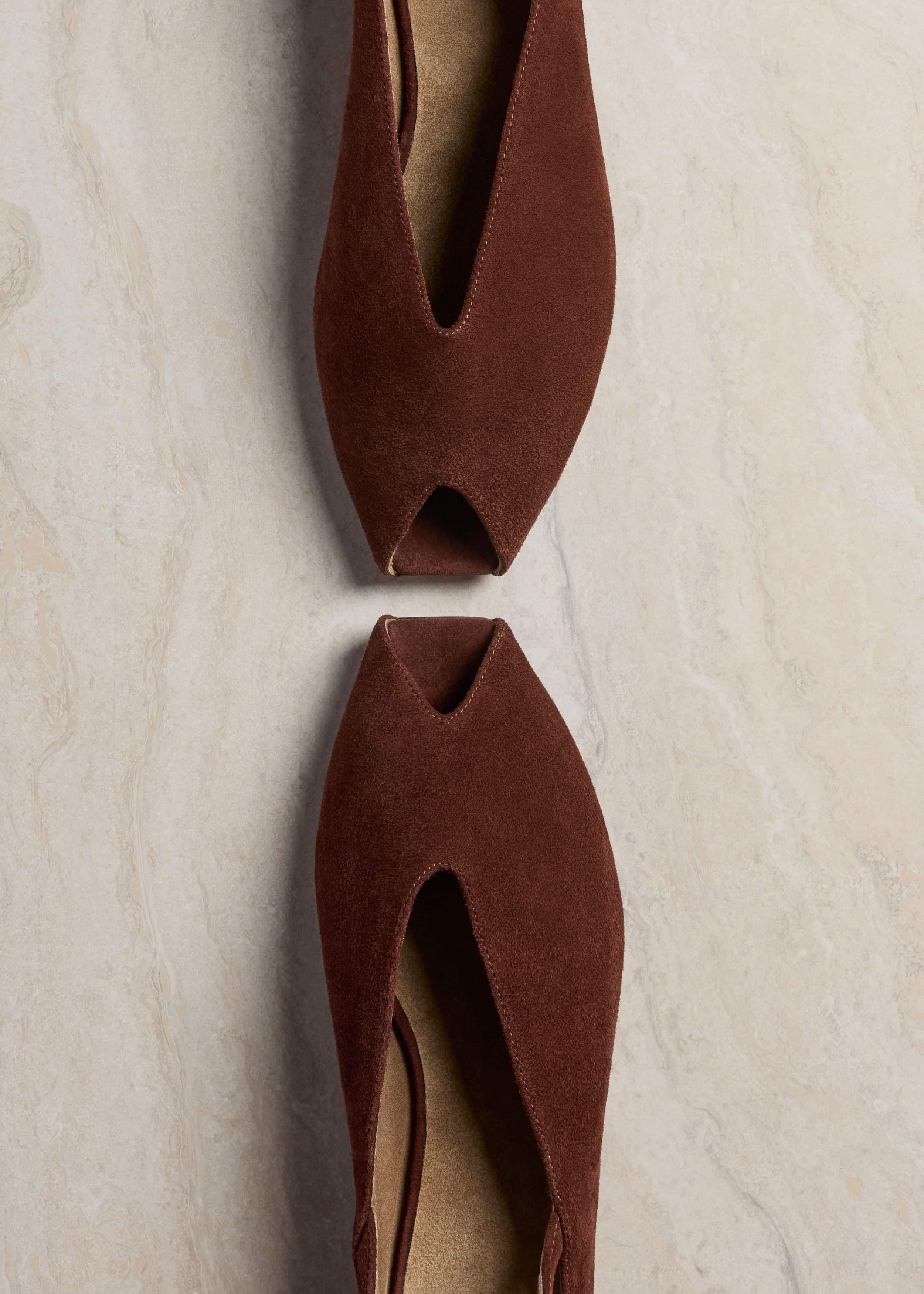 Cinnamon Brown Peep Toe Flat
