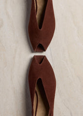 Cinnamon Brown Peep Toe Flat