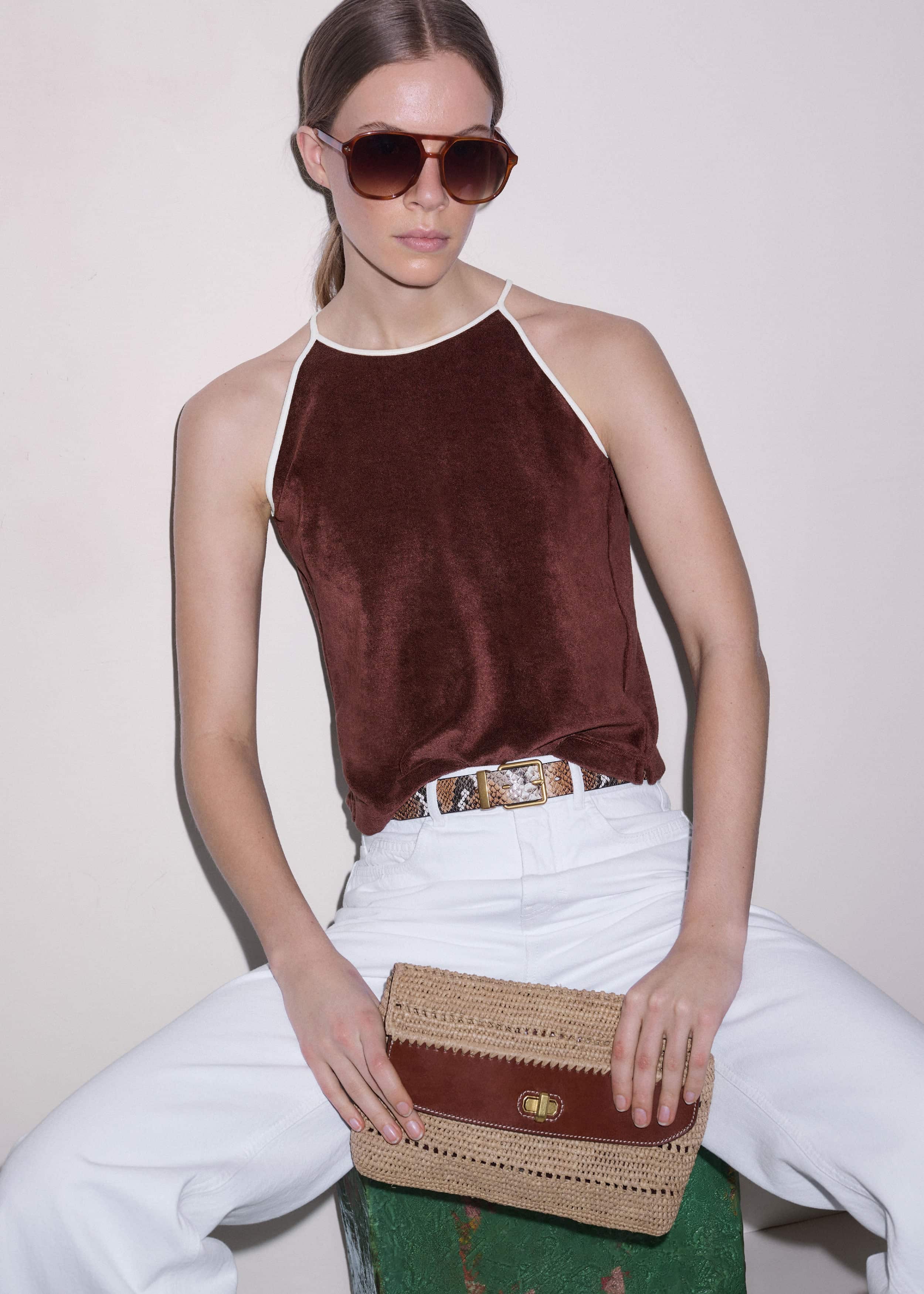 Cinnamon Brown Halterneck Top