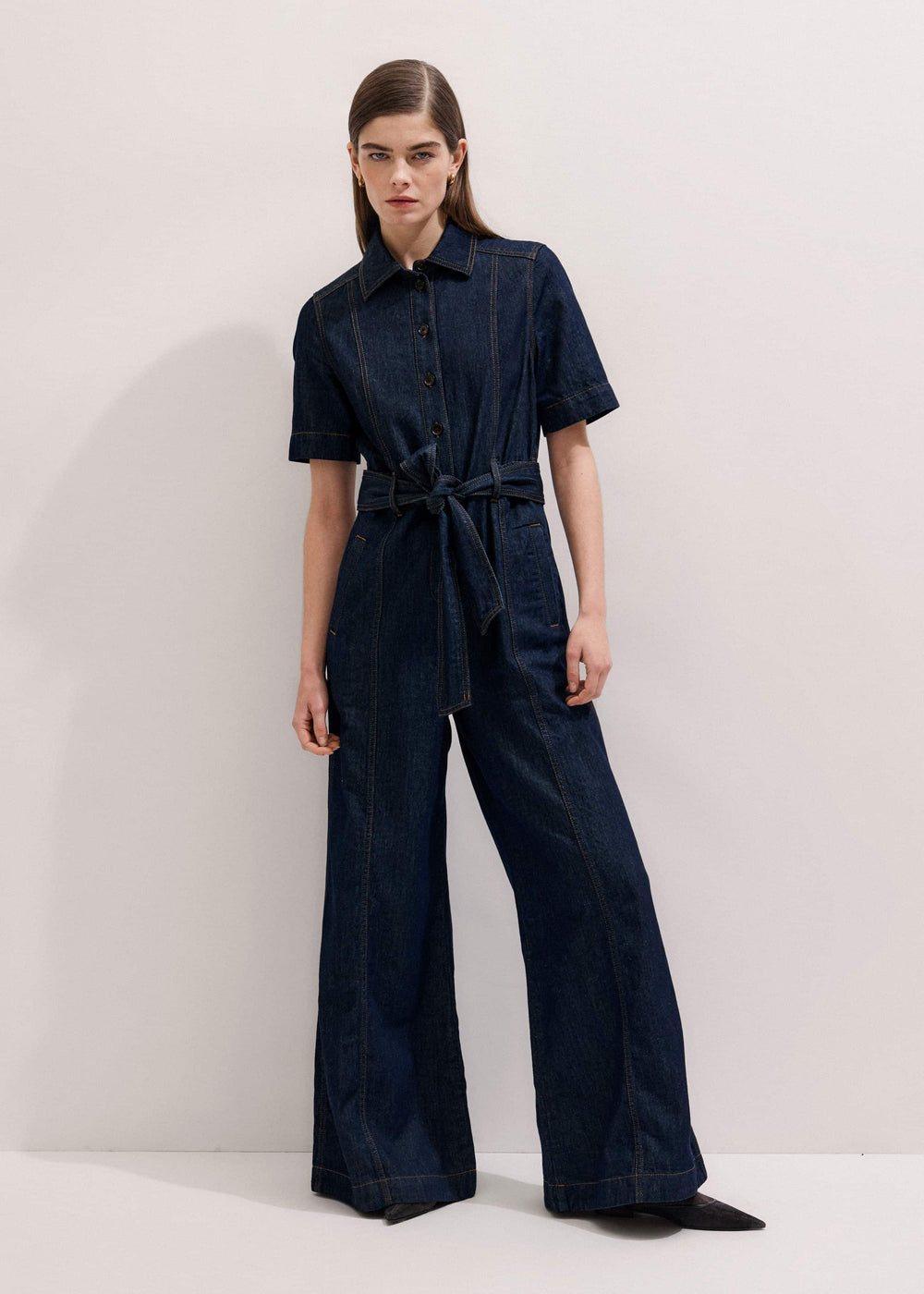 Blue Relaxed Wide-Leg AM-PM Jumpsuit