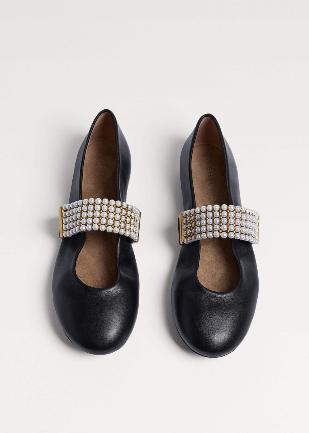 Black Pearl Trim Round Ballet Flat