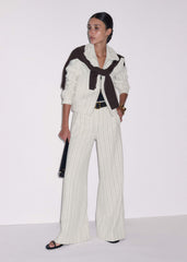 Ivory Stripe Bomber Jacket