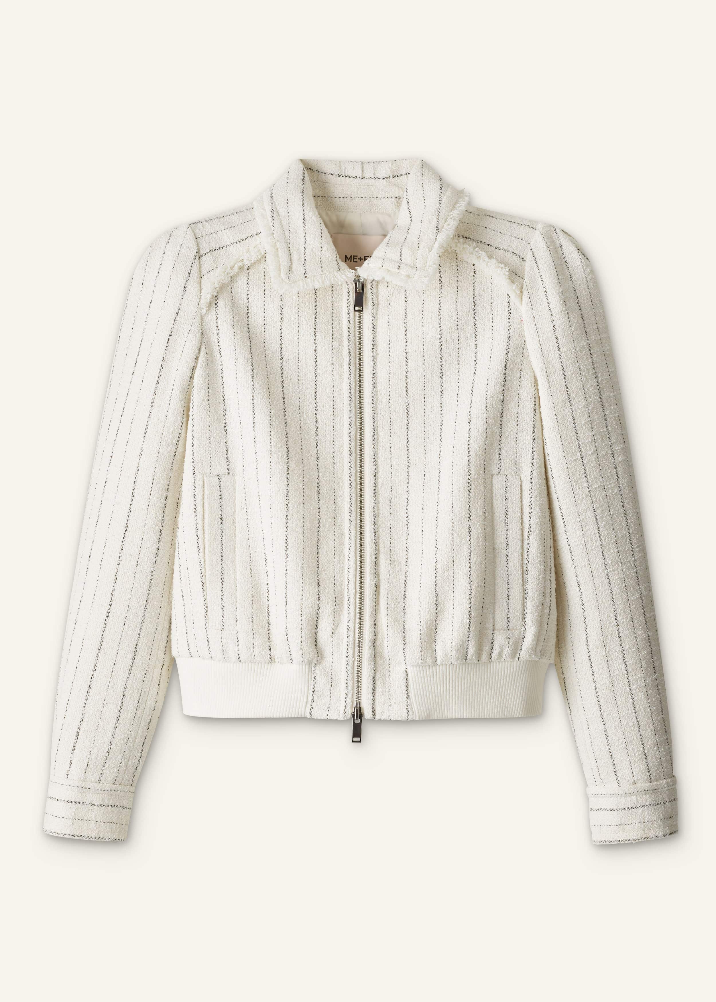 Ivory Stripe Bomber Jacket