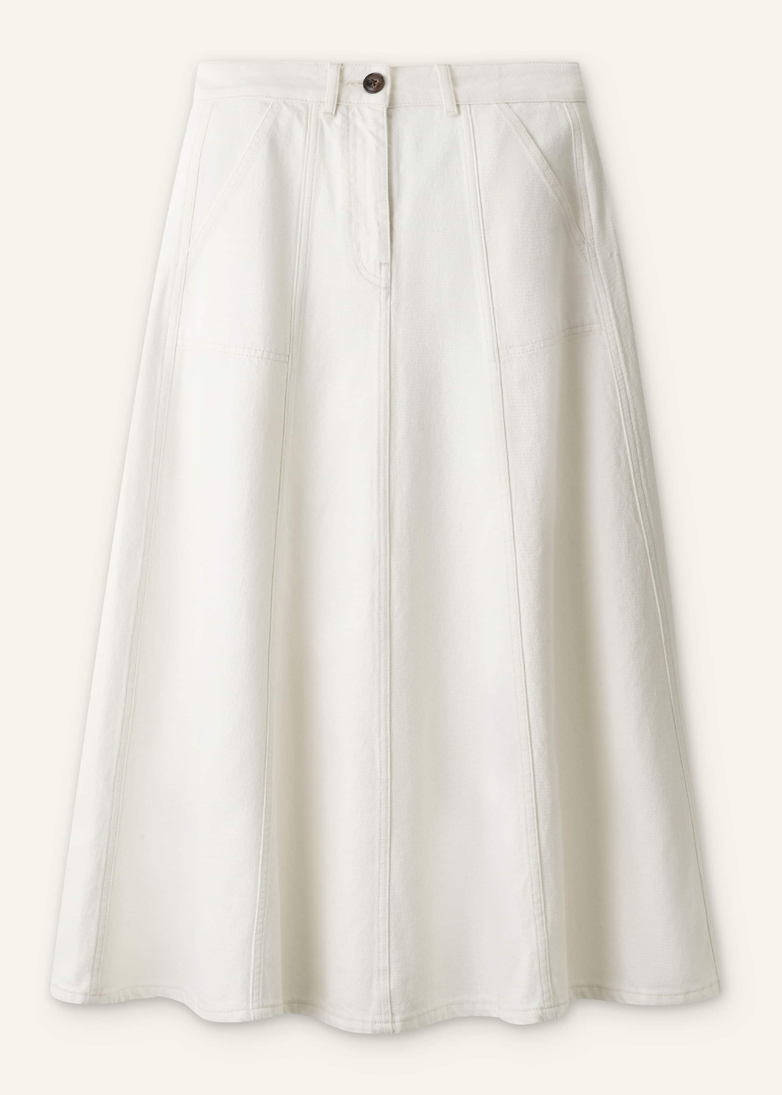 White Panelled A-Line Maxi Skirt
