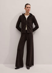 Brown Cashmere Straight Hoodie + Wide-Leg Pant Knitted Co-ord