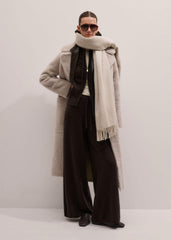 Brown Cashmere Straight Hoodie + Wide-Leg Pant Knitted Co-ord