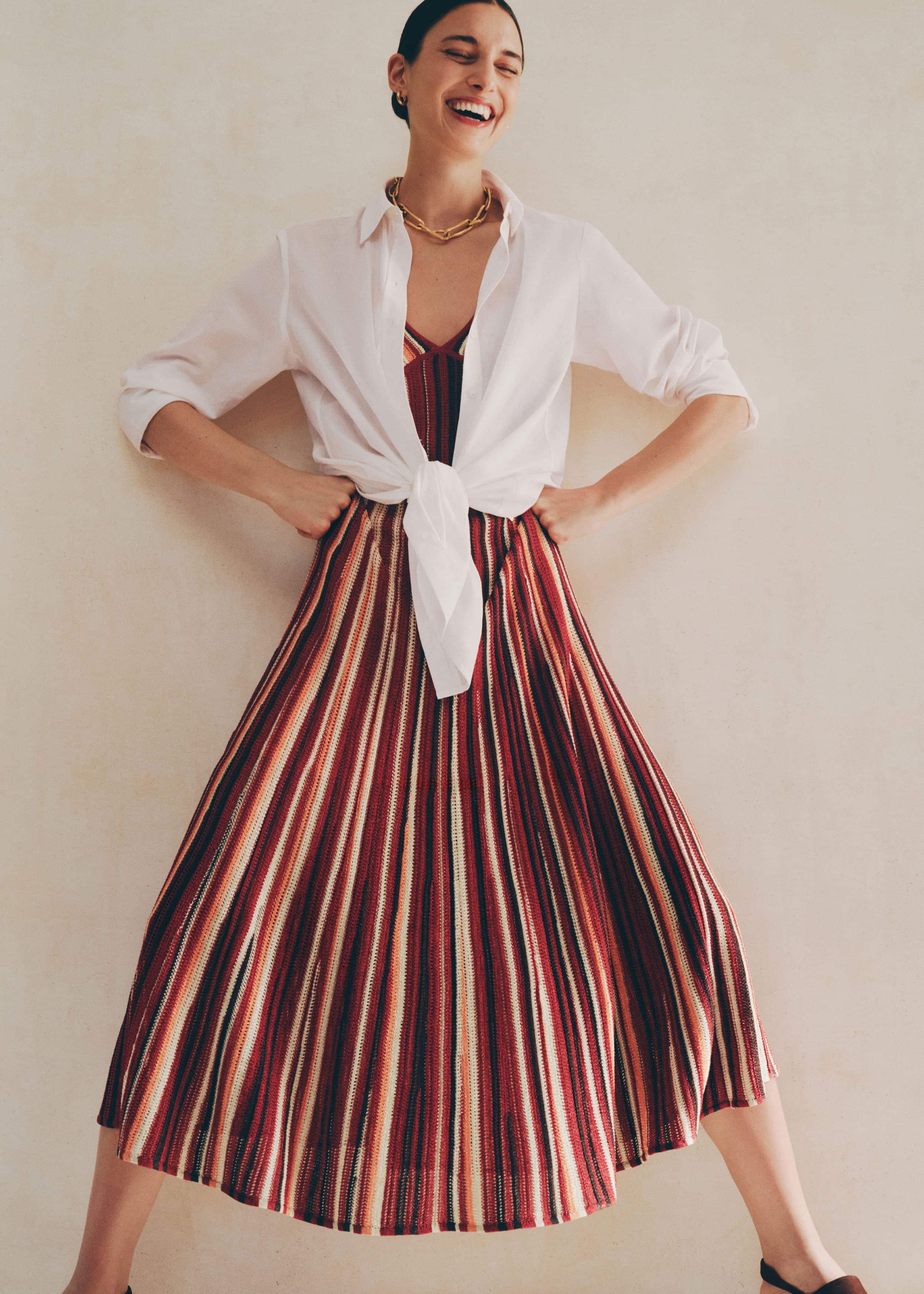 Red Metallic Knit Maxi Dress