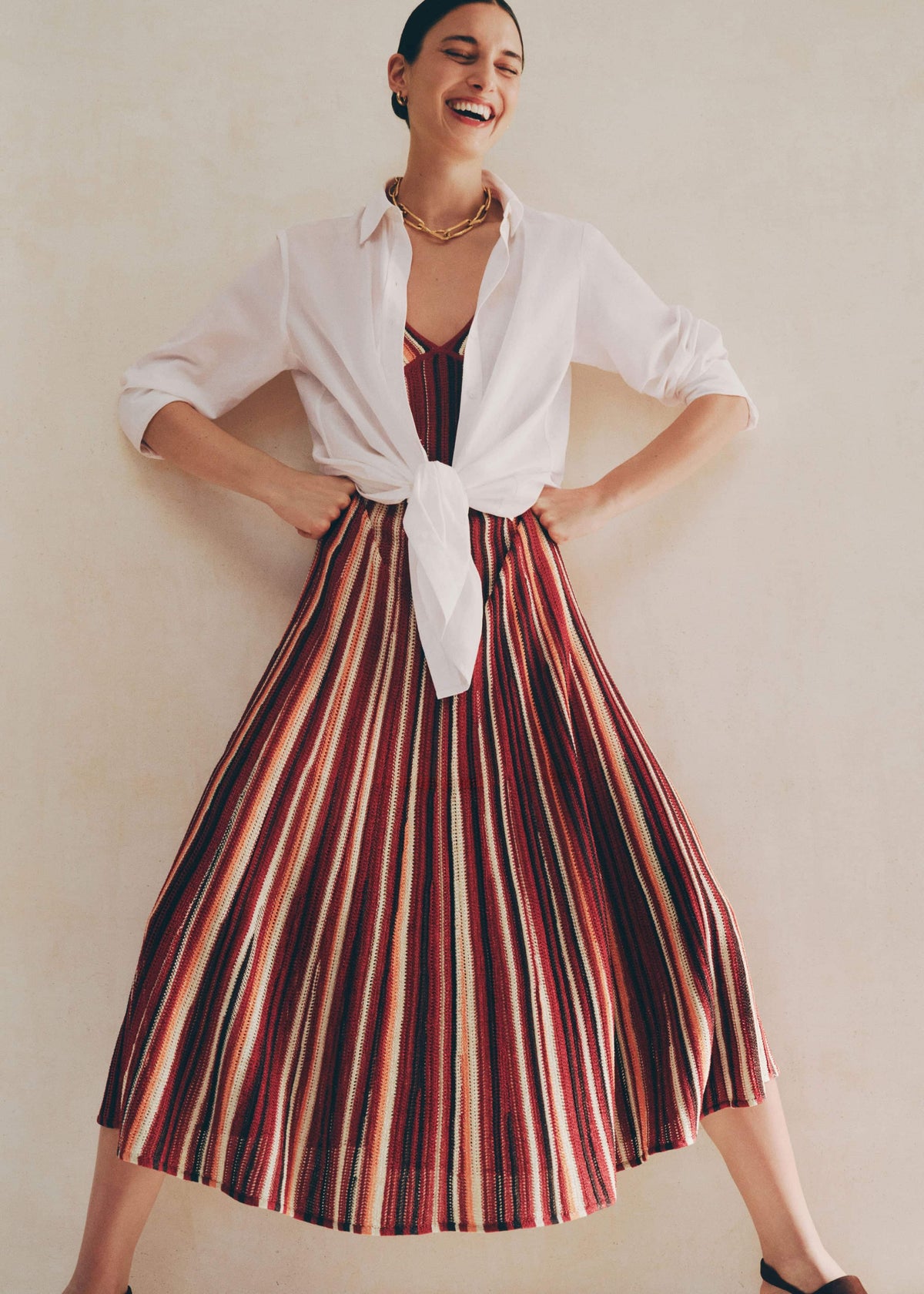 Red Metallic Knit Maxi Dress