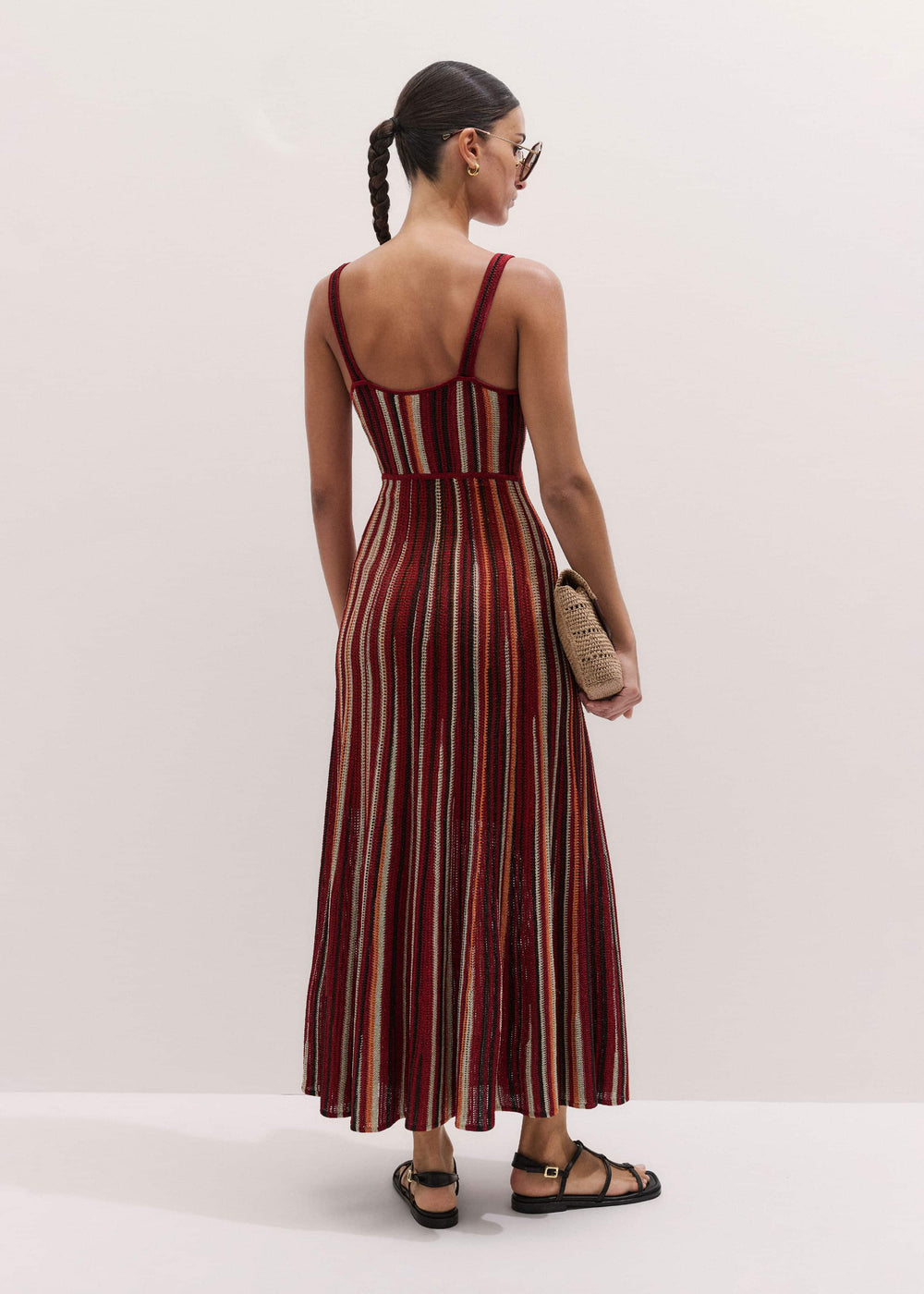 Red Metallic Knit Maxi Dress