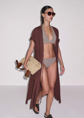 Cinnamon Brown Striped Bikini Bottom