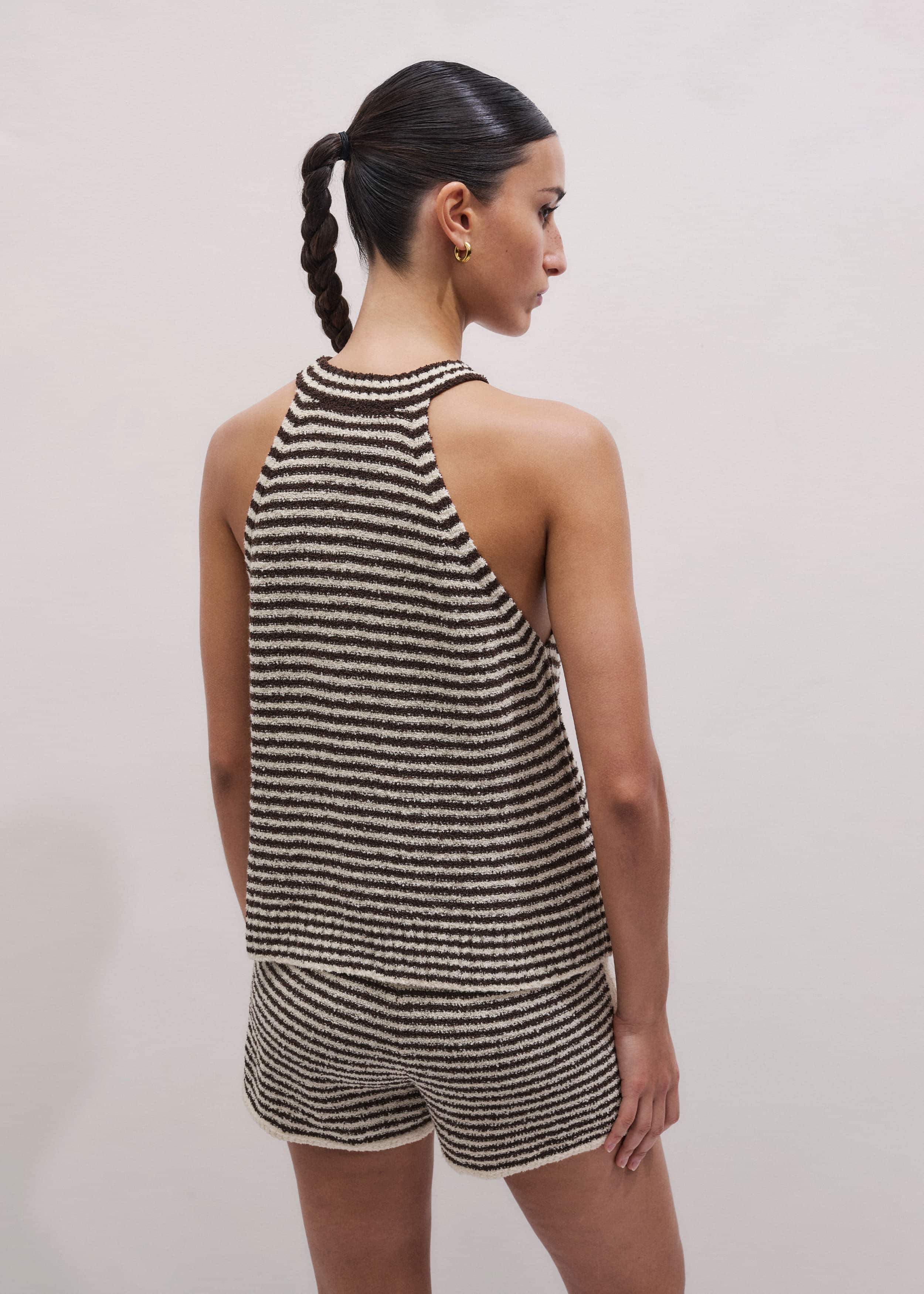 Cocoa Brown Stripe Short Co-ord