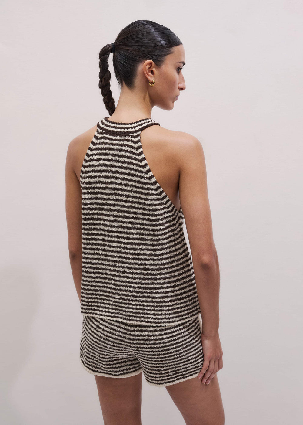 Cocoa Brown Stripe Short Co-ord