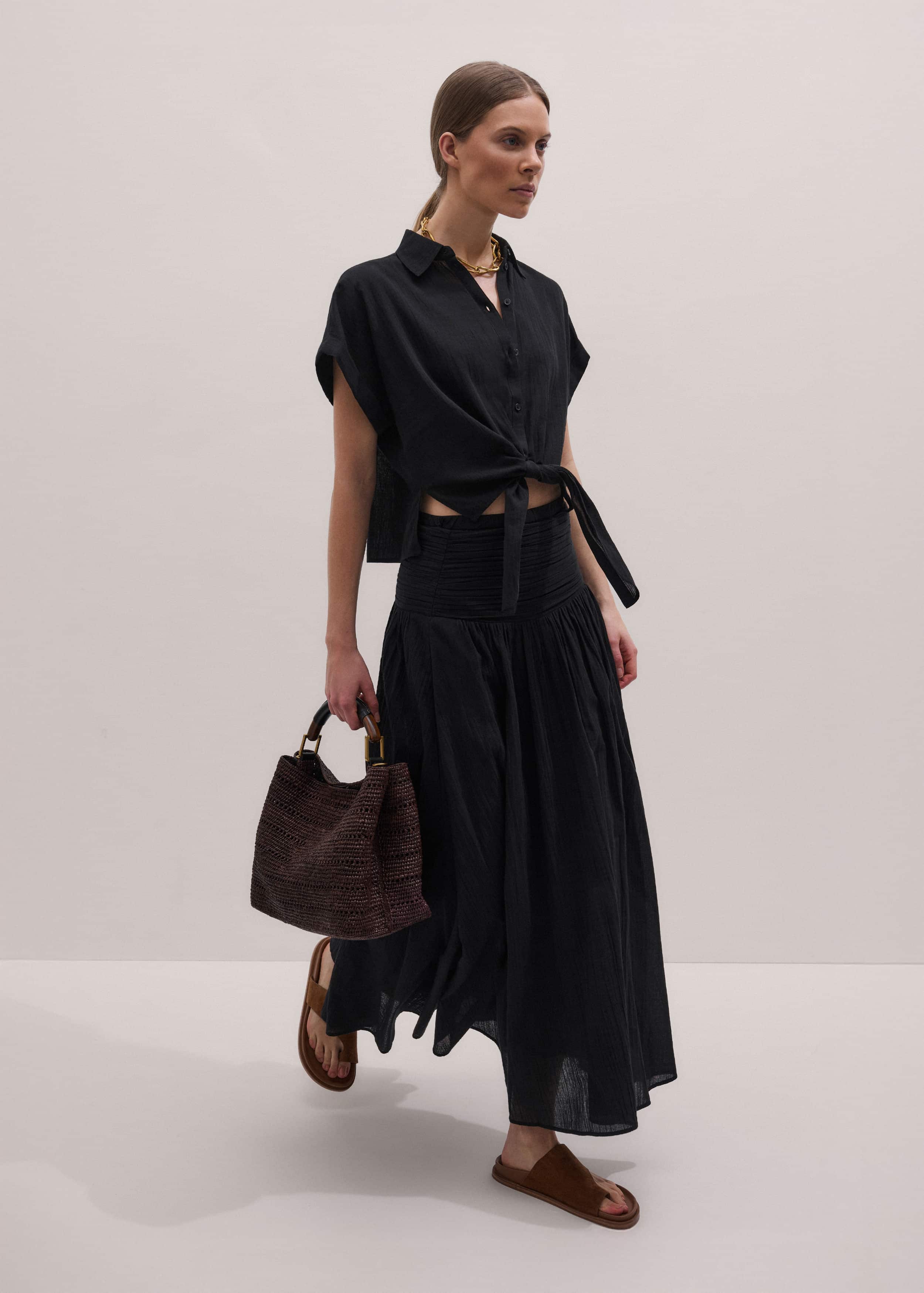 Black Beach Shirt Co-ord
