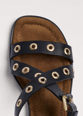 Black Eyelet Stud Sandal
