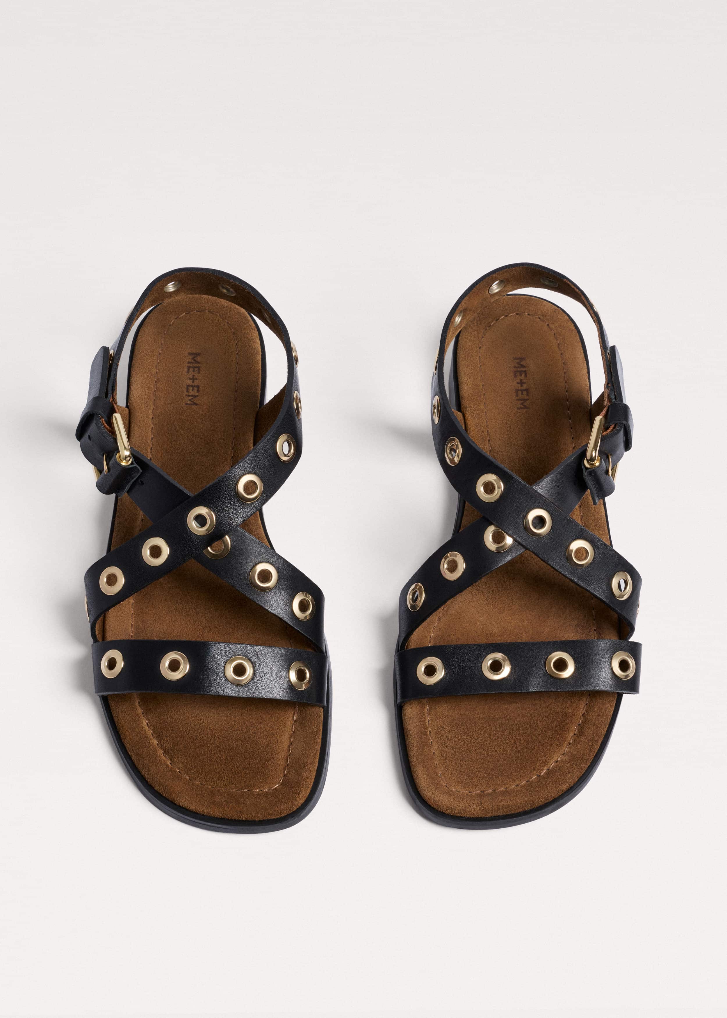 Black Eyelet Stud Sandal