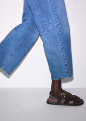 Dark Brown Open Toe Fisherman Sandal
