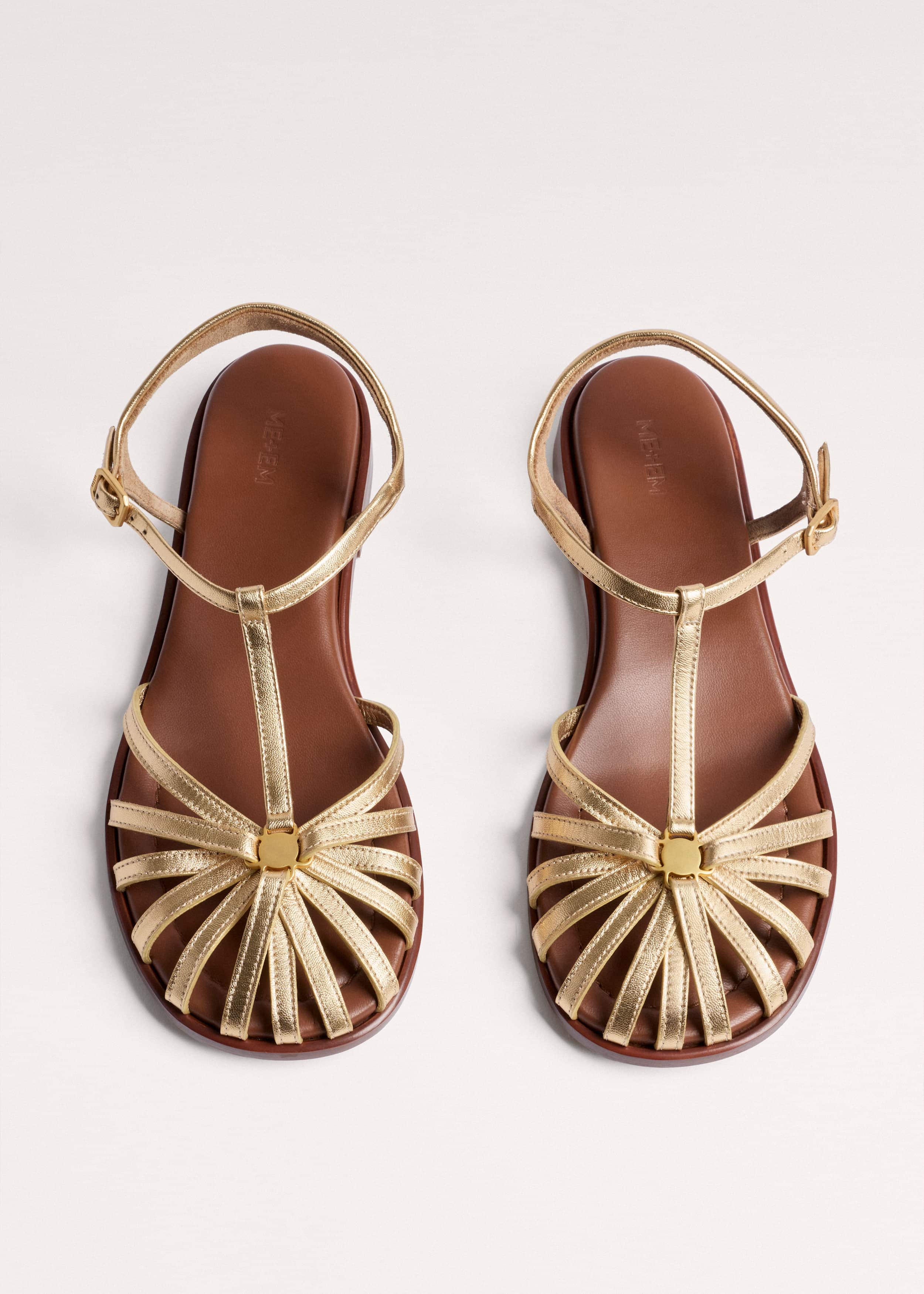 Gold Caged T-Bar Sandal