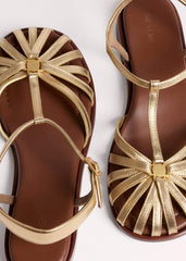 Gold Caged T-Bar Sandal