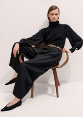 Black Suede Stud Point Flat