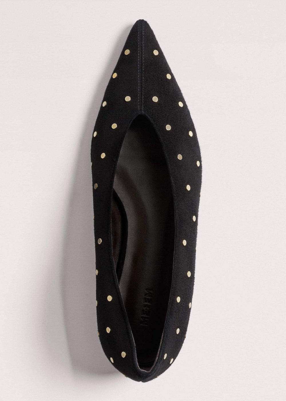 Black Suede Stud Point Flat