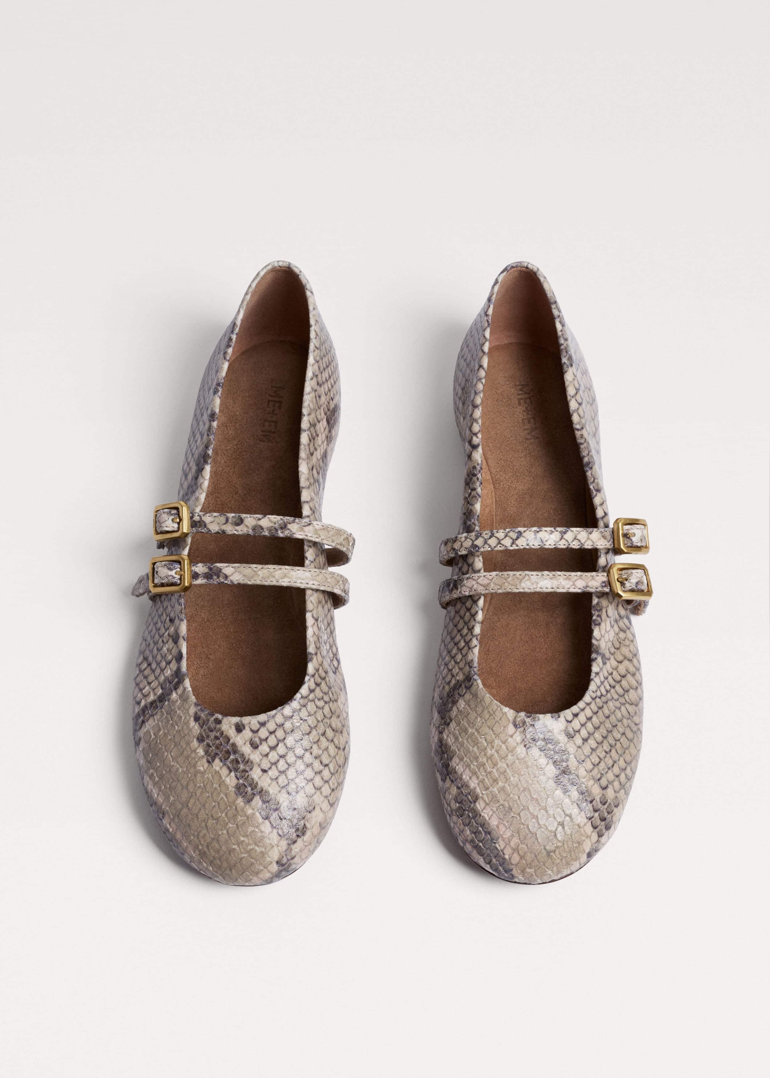 Gray Snake Print Ballet Flat