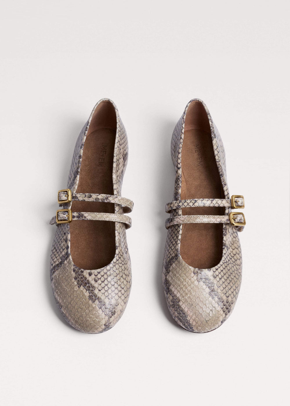 Gray Snake Print Ballet Flat