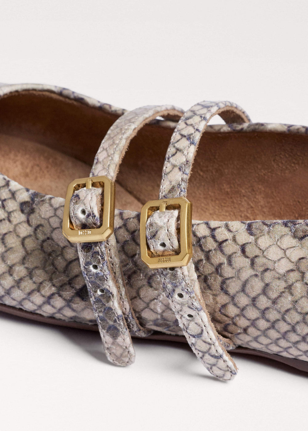 Gray Snake Print Ballet Flat