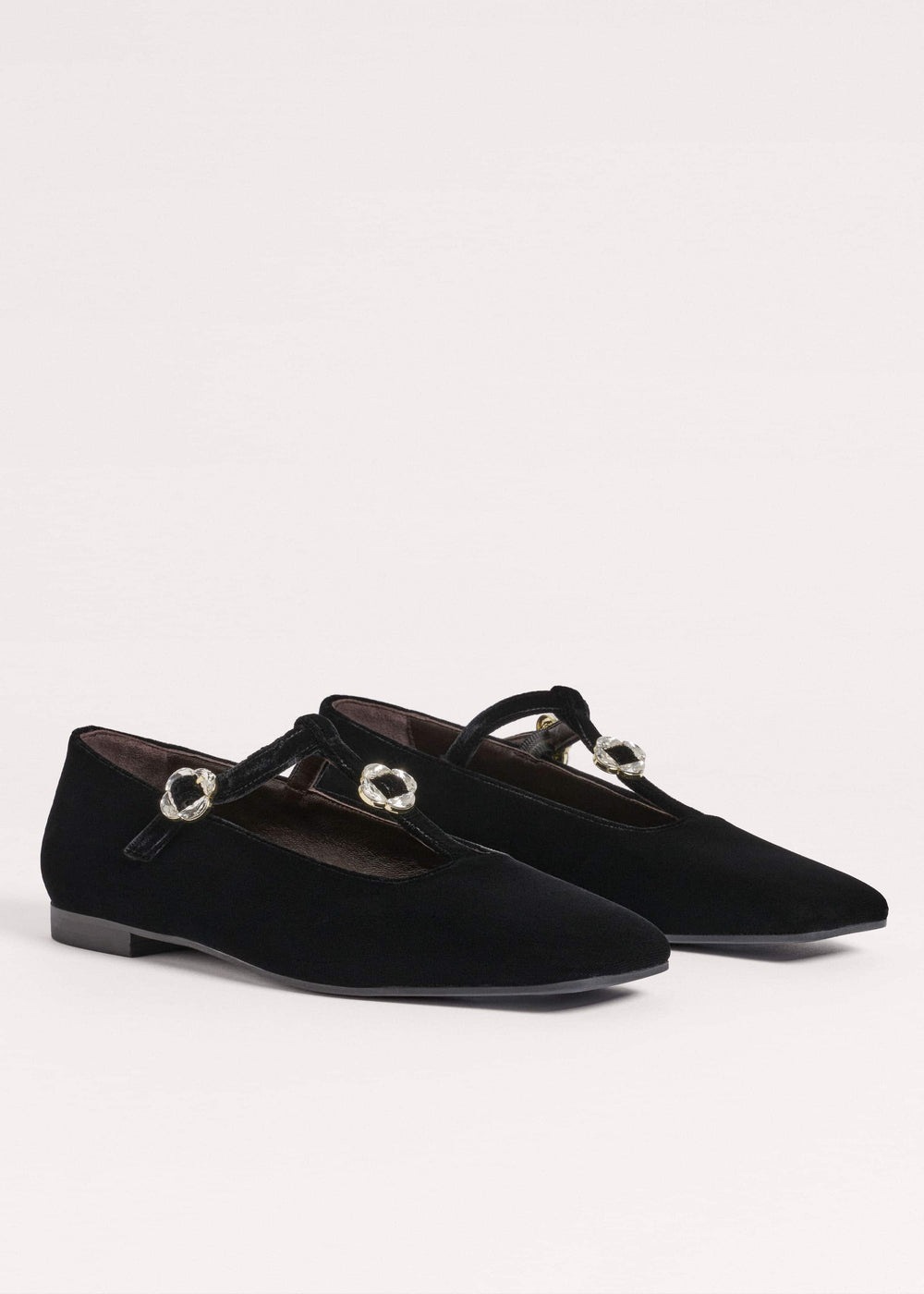 Black Square Toe T-Bar Flat
