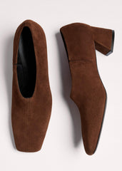 Brown High Front Block Heel