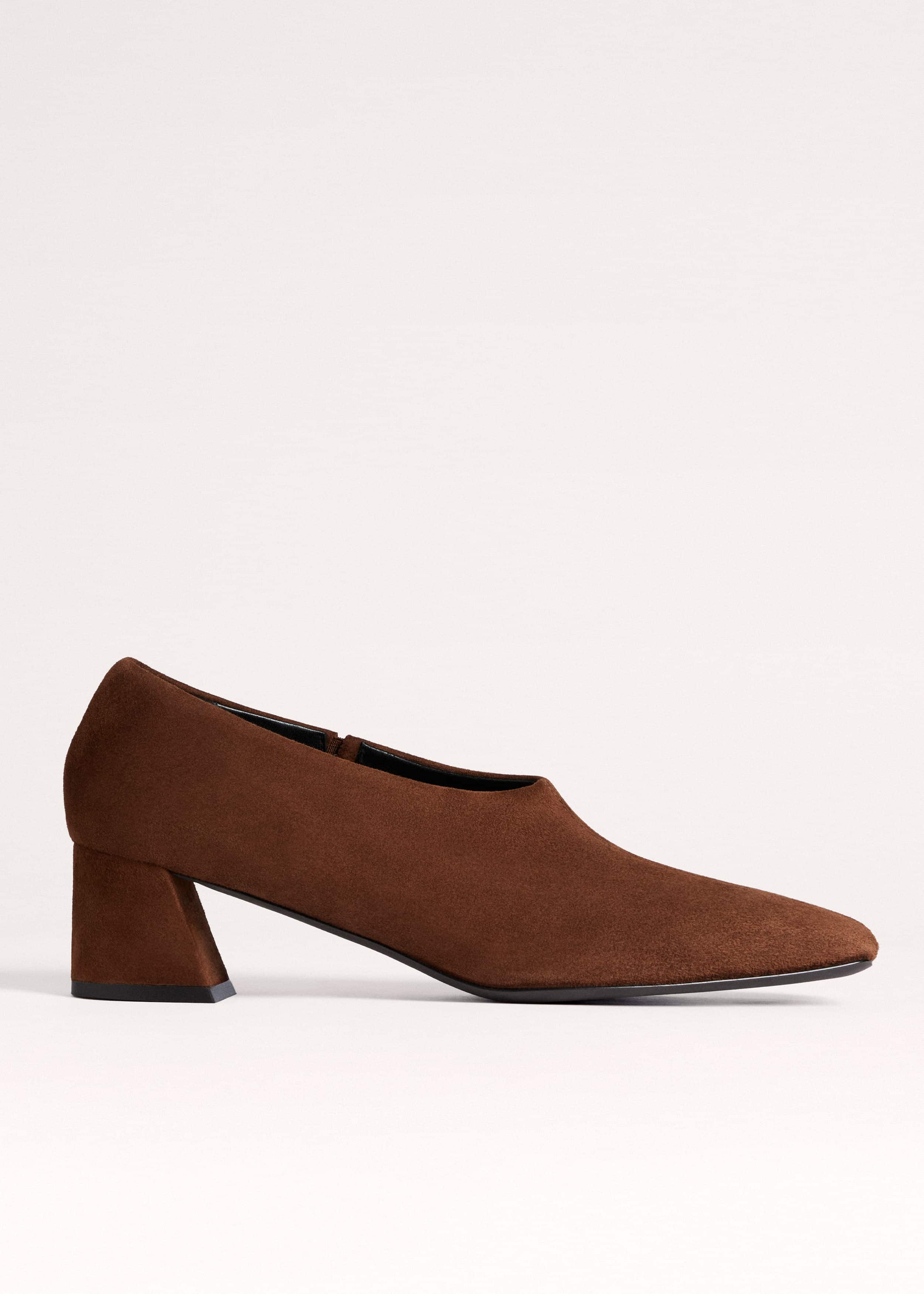 Brown High Front Block Heel