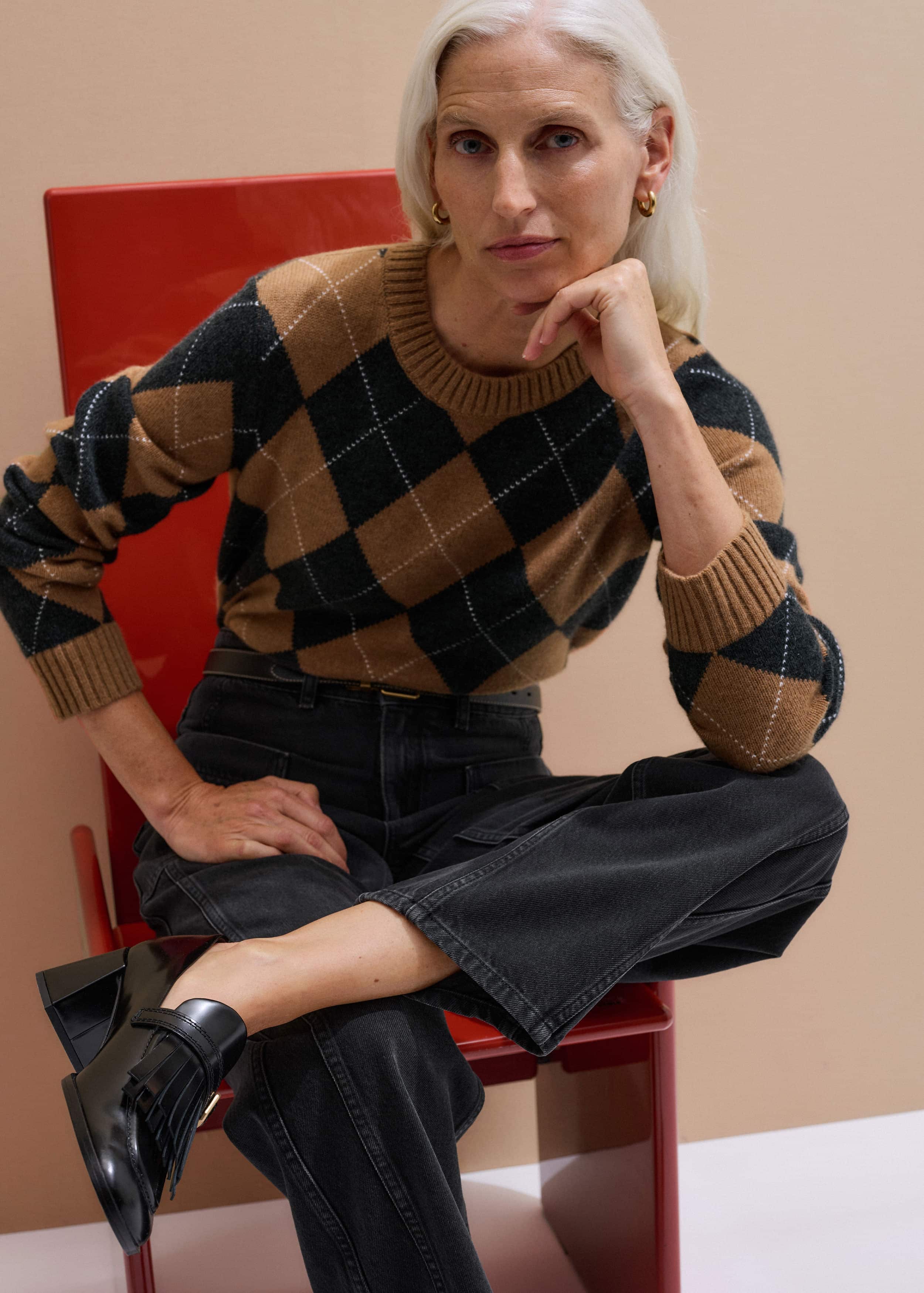Black Fringe Block Heel Loafer