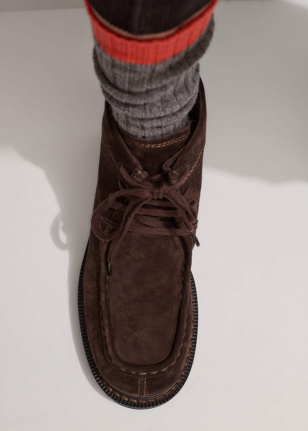 Brown Chunky Lace Up Ankle Boot