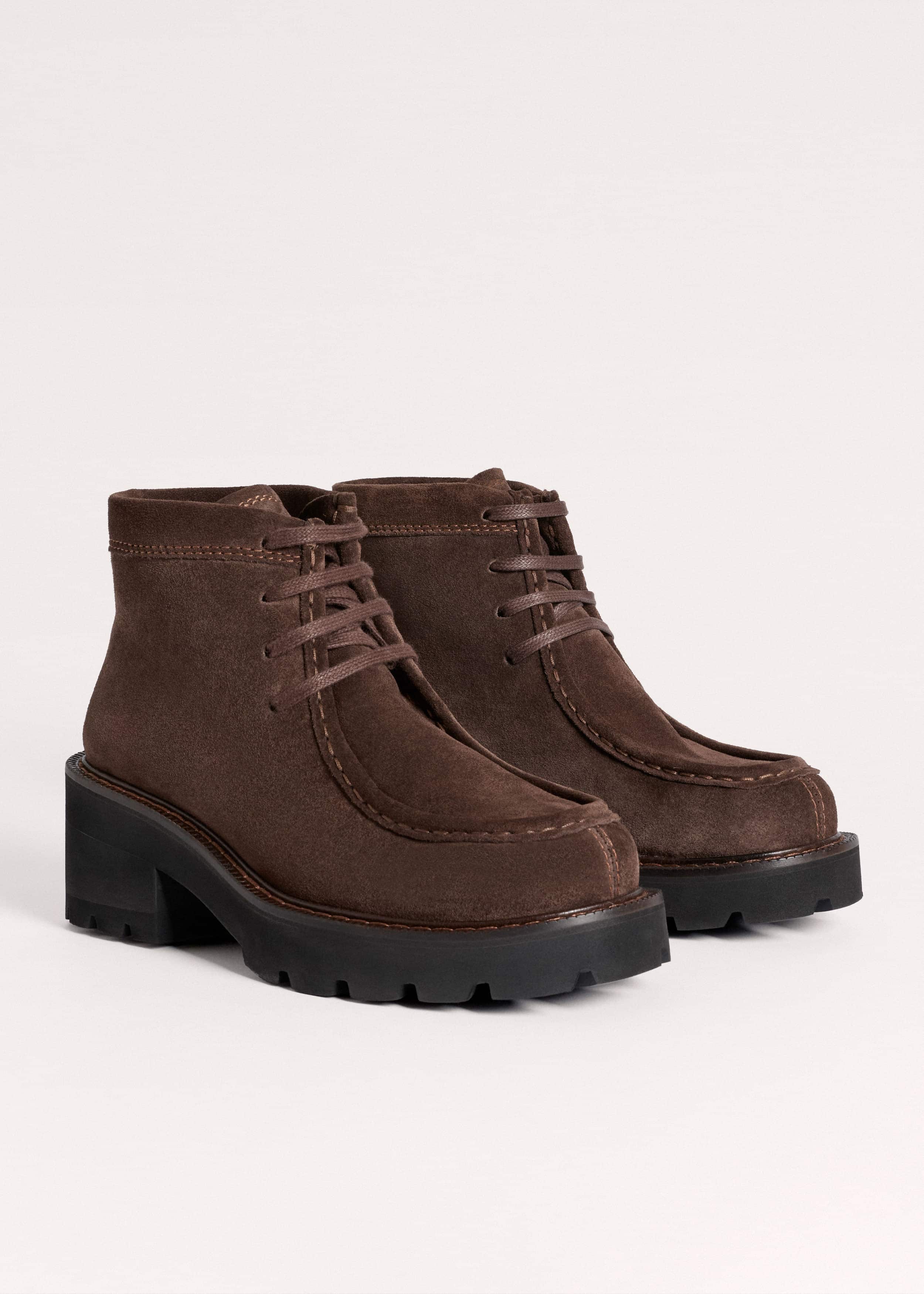 Brown Chunky Lace Up Ankle Boot