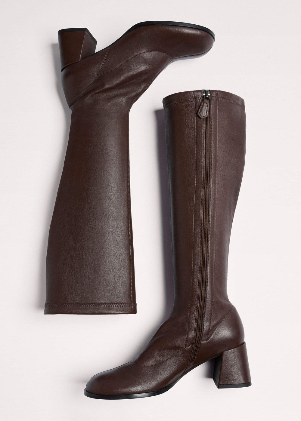 Brown Knee-High Stretch Boot
