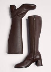 Brown Knee-High Stretch Boot