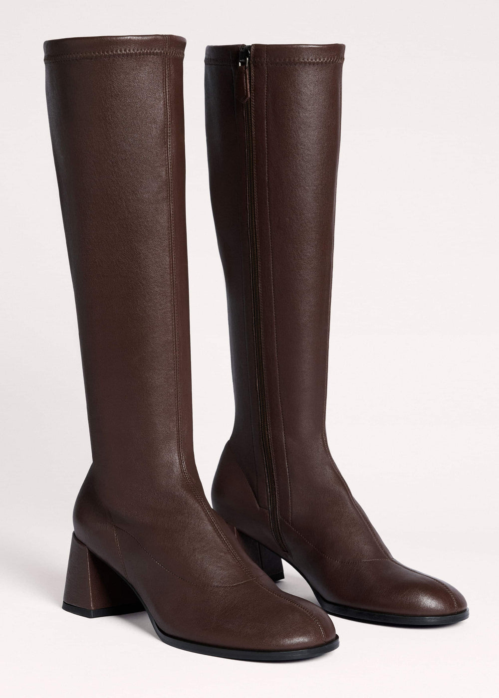 Brown Knee-High Stretch Boot