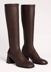 Brown Knee-High Stretch Boot