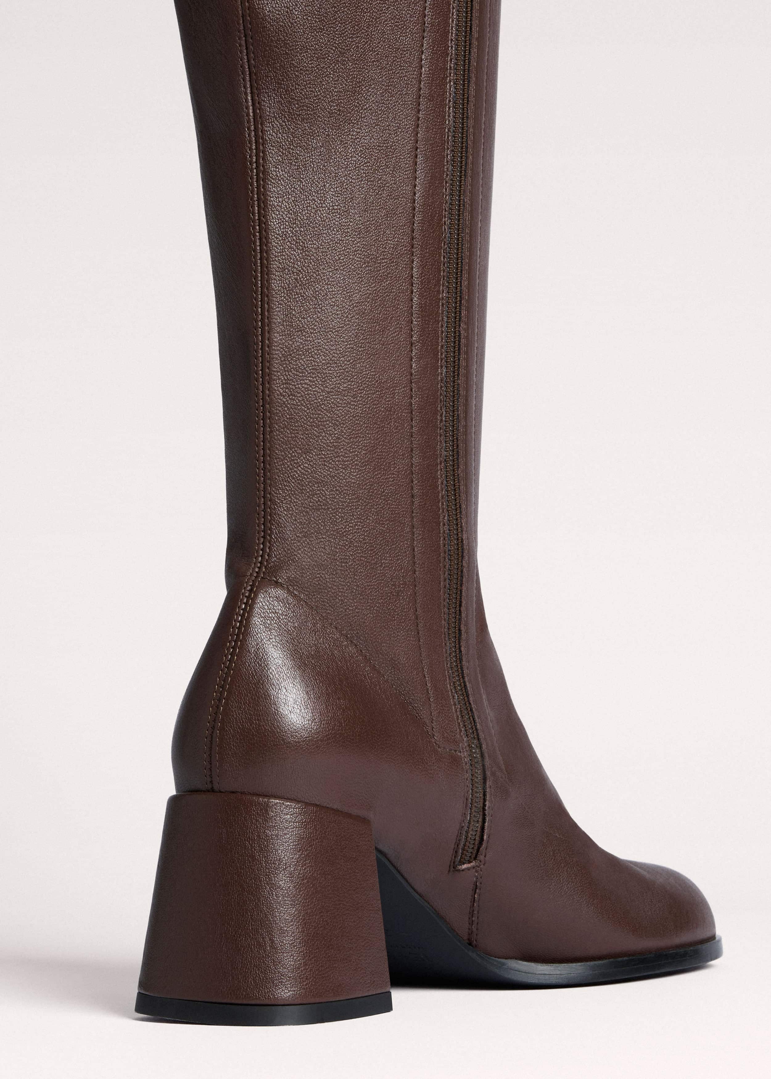 Brown Knee-High Stretch Boot