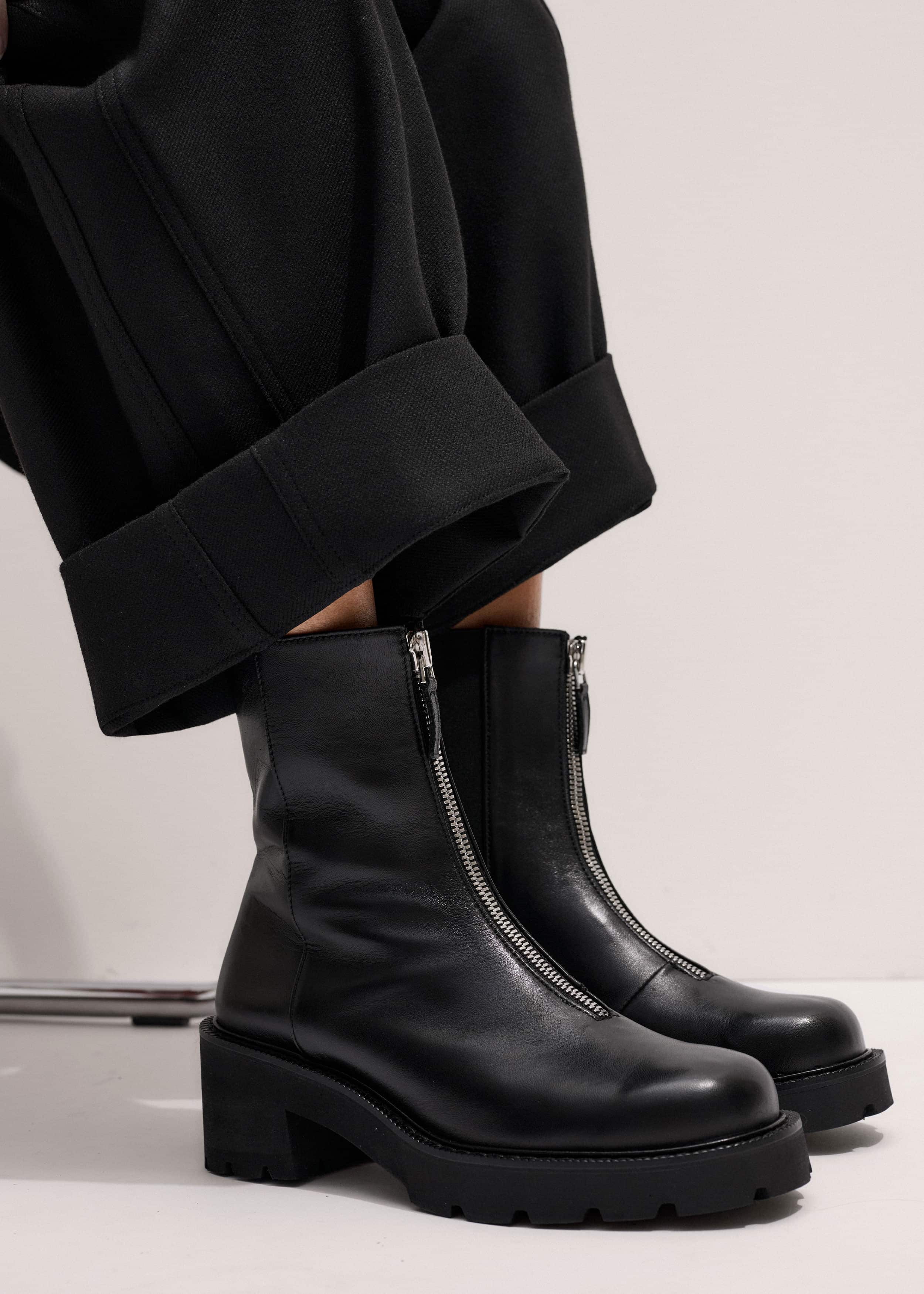 Black Zip Front Boot