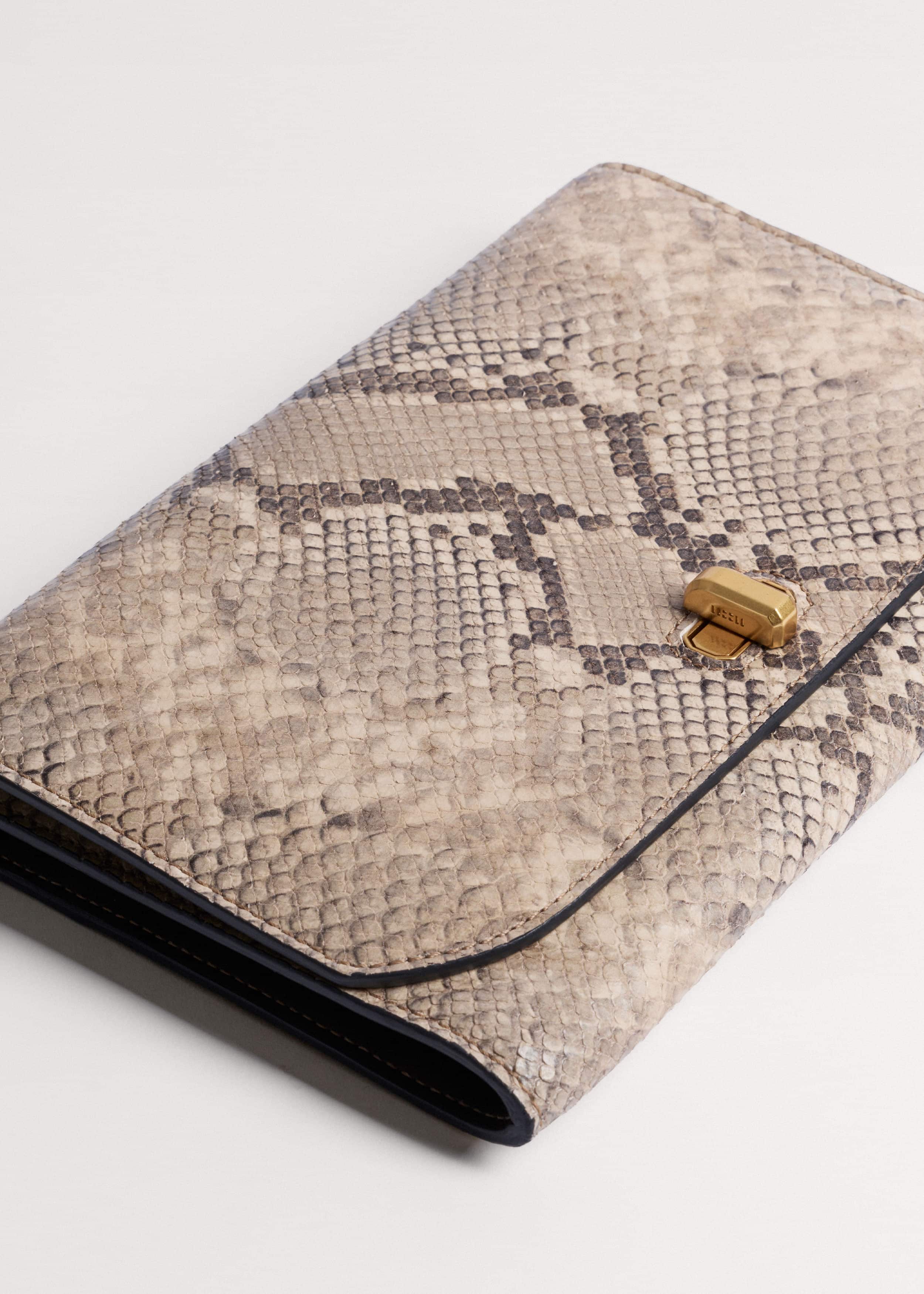 Gray Snake Print Clutch Bag