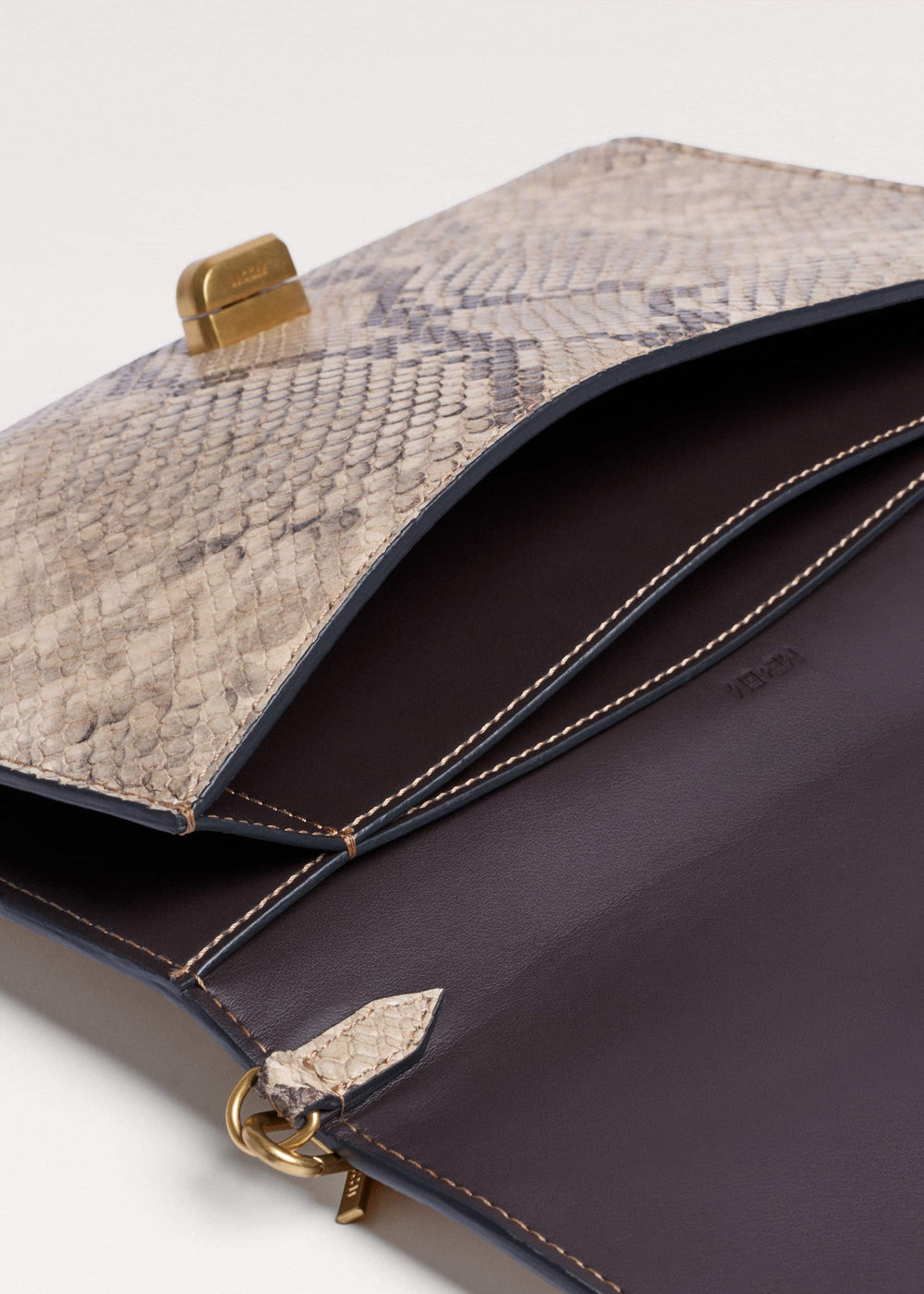 Gray Snake Print Clutch Bag