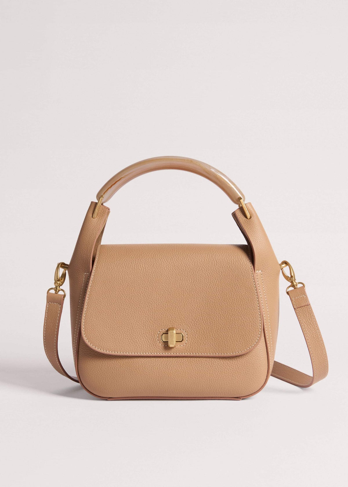 Light Brown Resin Handle Crossbody Bag