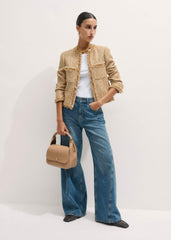 Light Brown Resin Handle Crossbody Bag