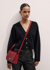 Red Leather Croc Print Clutch 2-in-1 Bag