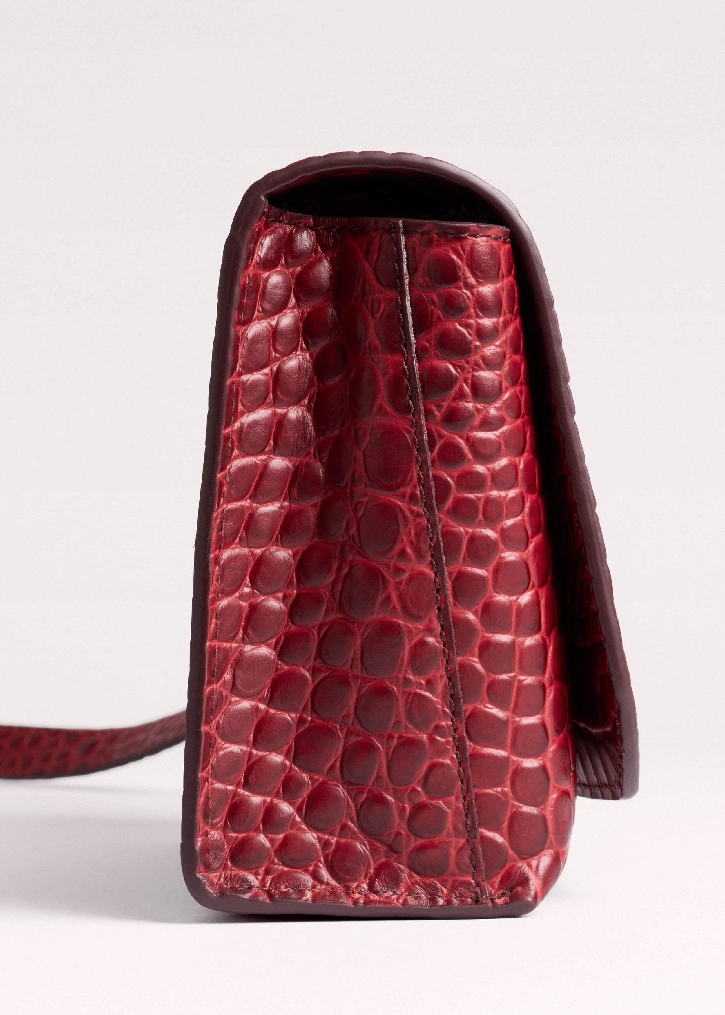 Red Leather Croc Print Clutch 2-in-1 Bag